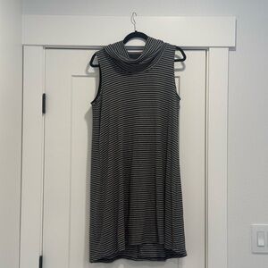 Sleeveless Cowl Neck Striped Dress